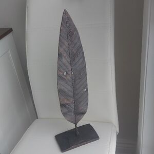Crate&Barrel Textured Leaf Sculpture in Gray and Brown